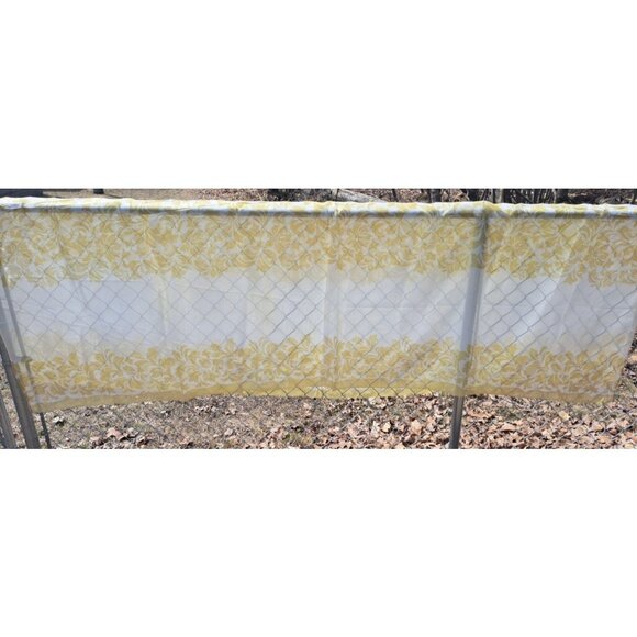 Vintage Organza Tablecloth XL Gold Floral Mid Century Banquet Party 100x63 - Picture 1 of 9